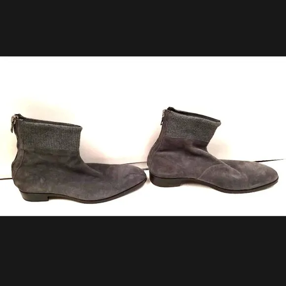 Les Hommes $860 Made in Italy Gray Suede Leather Ankle Boots Zip Up EU 45 US 12