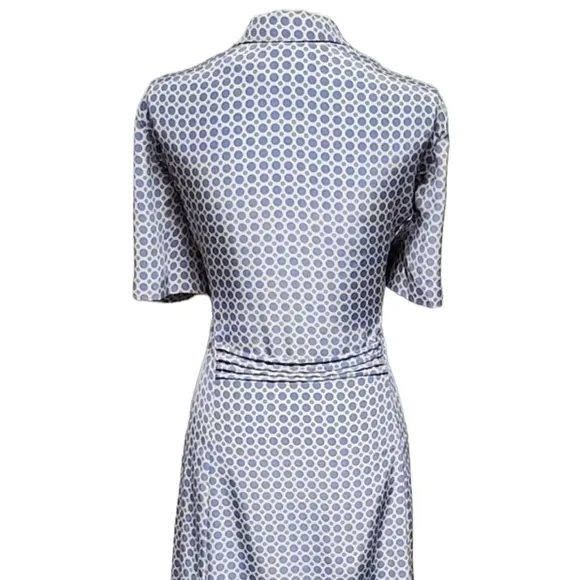 Leslie Fay 1980s Vtg maxi dress blue polka dot w/ short sleeves Summer Flowy