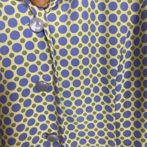 Leslie Fay 1980s Vtg maxi dress blue polka dot w/ short sleeves Summer Flowy