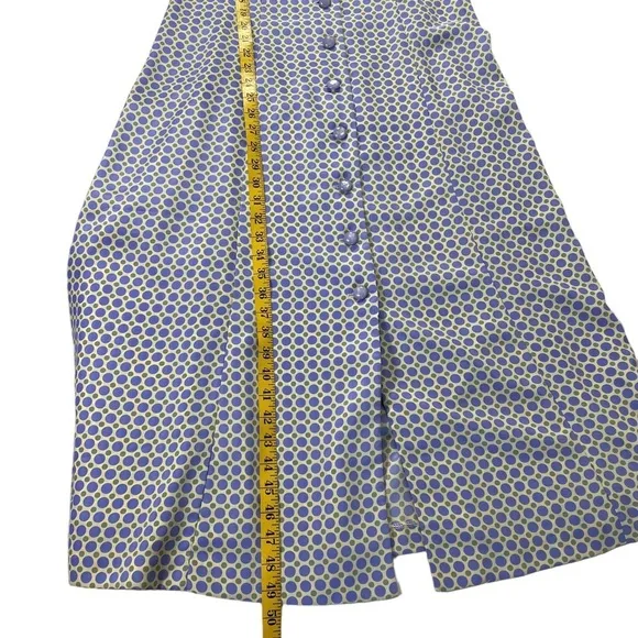 Leslie Fay 1980s Vtg maxi dress blue polka dot w/ short sleeves Summer Flowy
