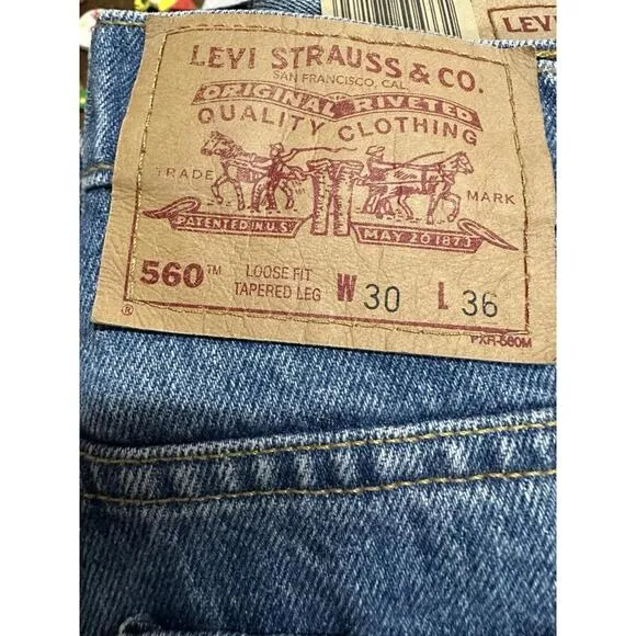 Levis 560 Comfort Fit Blue Jeans 30x36 Loose Fit Deadstock  NWT