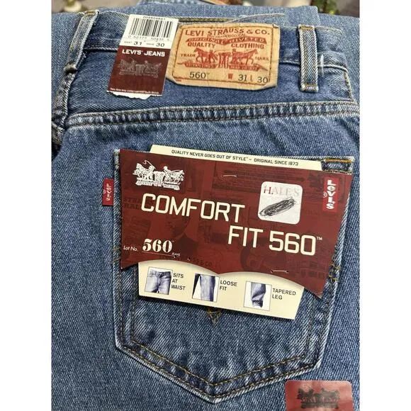 Levis 560 Comfort Fit Blue Jeans 30x36 Loose Fit Deadstock  NWT