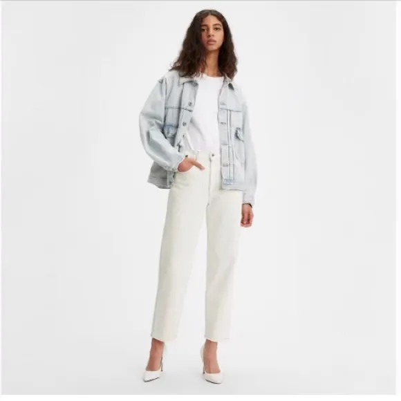 LEVI'S MADE &amp; CRAFTED Column Japanese denim jeans creme high waist Straight 34”