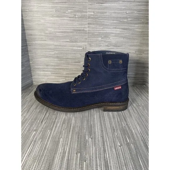 Levis Men's Sheffield‎ Ankle Casual/Work Boots Blue Chambray Suede Lace Up SZ 10