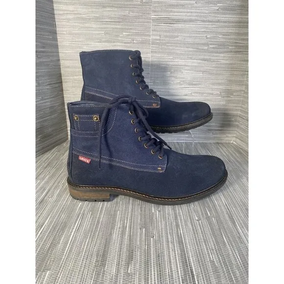 Levis Men's Sheffield‎ Ankle Casual/Work Boots Blue Chambray Suede Lace Up SZ 10