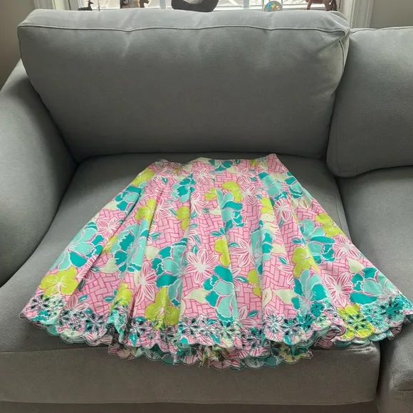 Lilly Pulitzer size 4 vintage white label eyelets Ingrid pleated A line skirt
