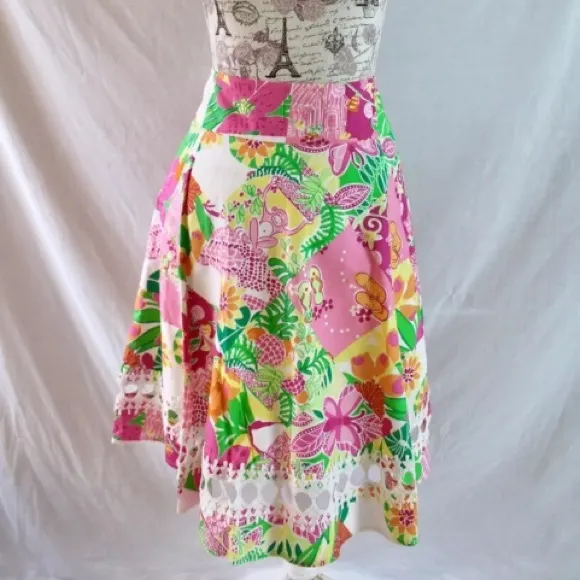Lilly Pulitzer size 4 vintage white label eyelets Ingrid pleated A line skirt