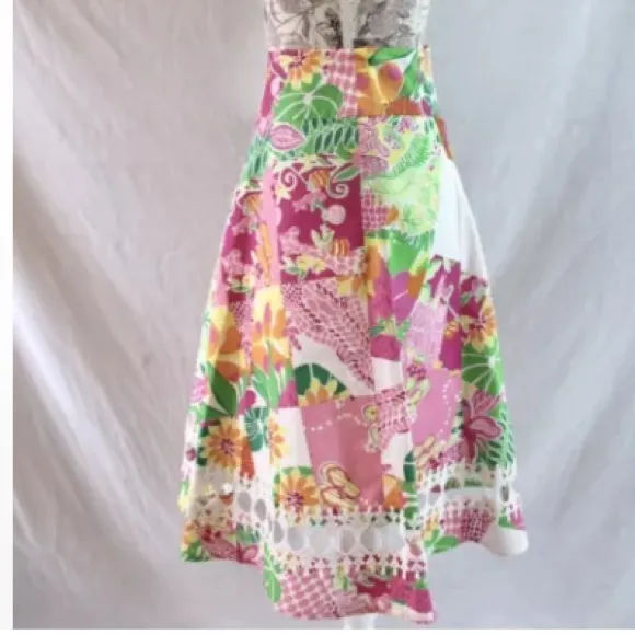 Lilly Pulitzer size 4 vintage white label eyelets Ingrid pleated A line skirt