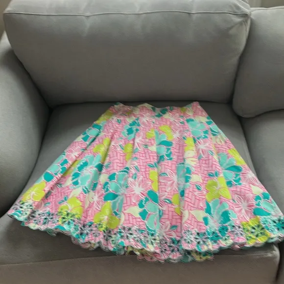 Lilly Pulitzer size 4 vintage white label eyelets Ingrid pleated A line skirt