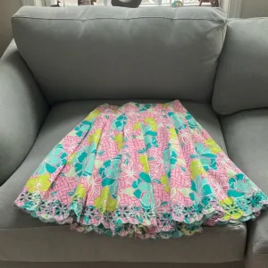 Lilly Pulitzer size 4 vintage white label eyelets Ingrid pleated A line skirt