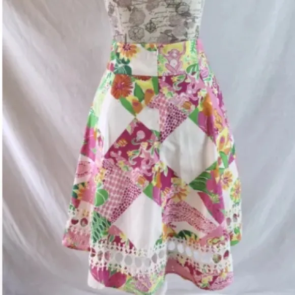 Lilly Pulitzer size 4 vintage white label eyelets Ingrid pleated A line skirt
