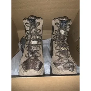 Lincoln Outfitter Mens Size 9 Wide Boots Grizzly Leather Camo Nylon Real‎ tree