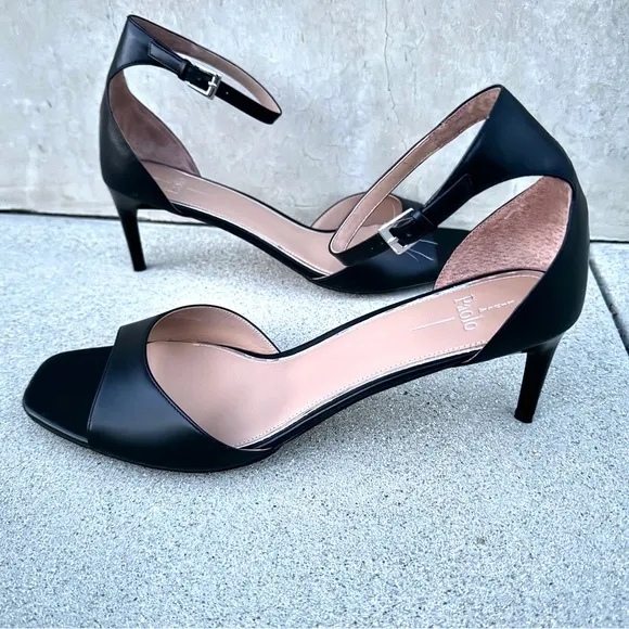 LINEA PAOLO black heels sandals leather Strappy stilettos women’s 13 Nordstrom
