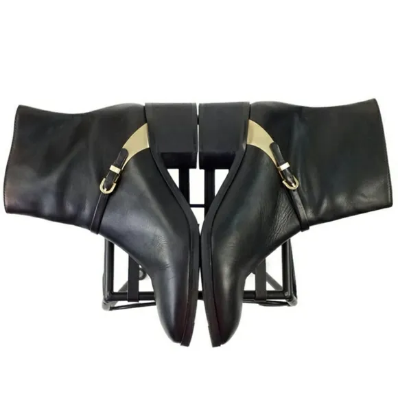 L.K. Bennett Hollie 48465 Black Leather Heeled Ankle Boots Womens Size 36/US 5