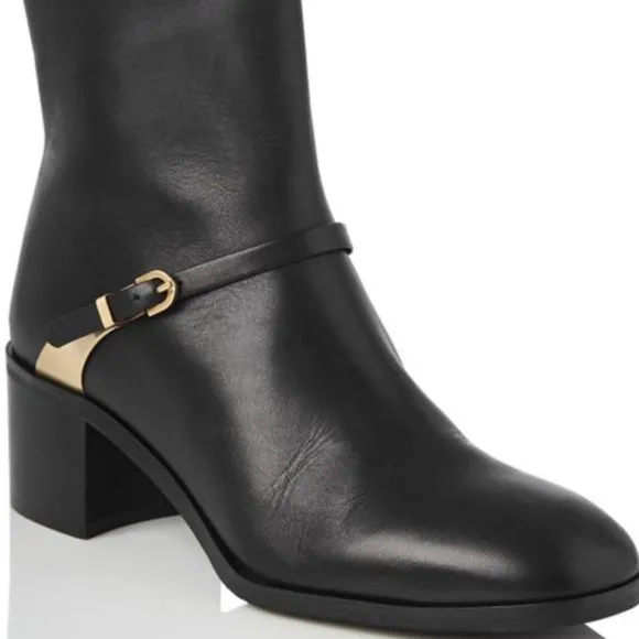 L.K. Bennett Hollie 48465 Black Leather Heeled Ankle Boots Womens Size 36/US 5