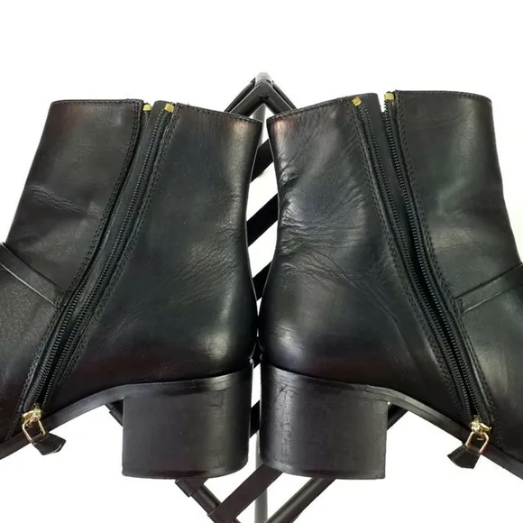 L.K. Bennett Hollie 48465 Black Leather Heeled Ankle Boots Womens Size 36/US 5