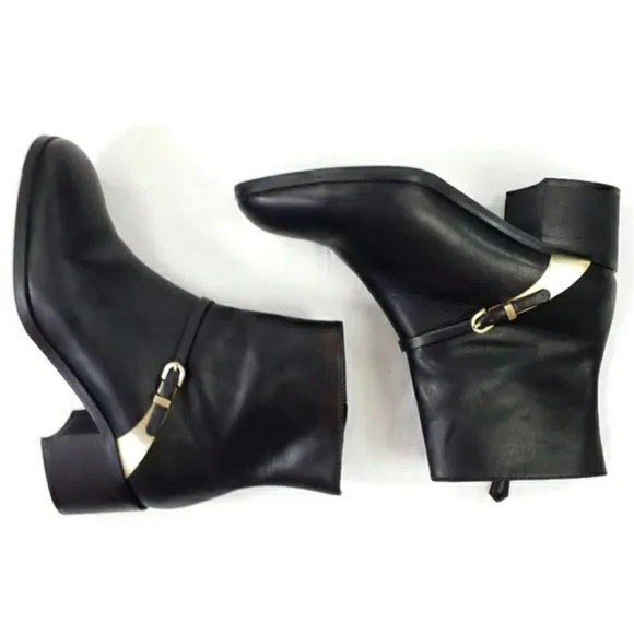 L.K. Bennett Hollie 48465 Black Leather Heeled Ankle Boots Womens Size 36/US 5