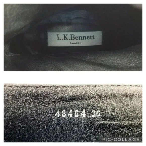 L.K. Bennett Hollie 48465 Black Leather Heeled Ankle Boots Womens Size 36/US 5