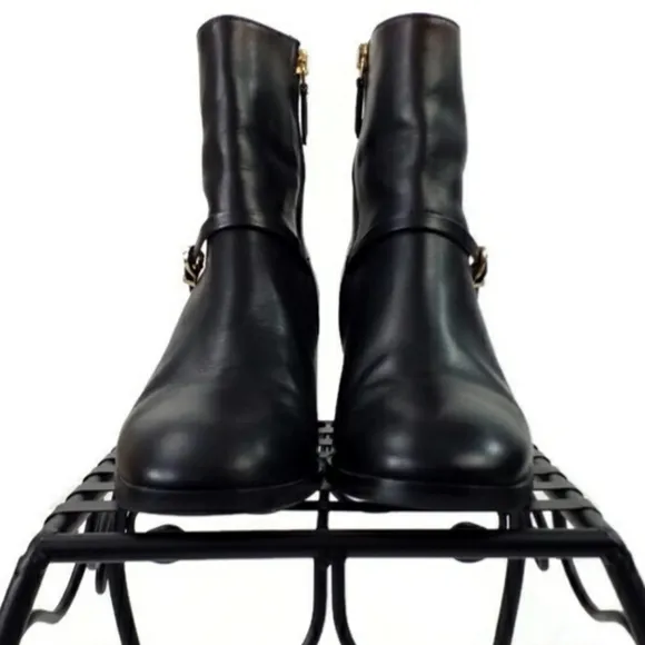 L.K. Bennett Hollie 48465 Black Leather Heeled Ankle Boots Womens Size 36/US 5