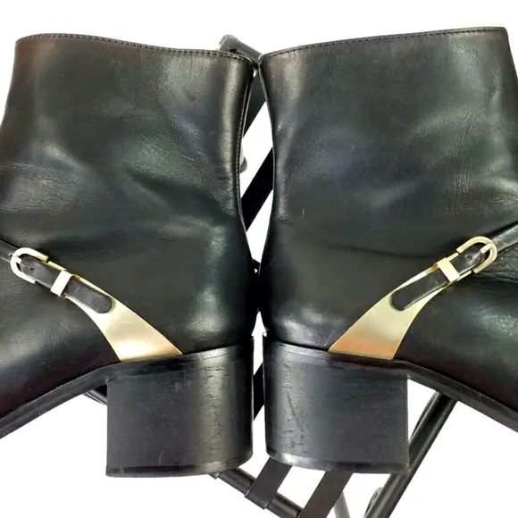 L.K. Bennett Hollie 48465 Black Leather Heeled Ankle Boots Womens Size 36/US 5