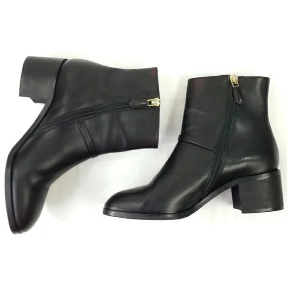 L.K. Bennett Hollie 48465 Black Leather Heeled Ankle Boots Womens Size 36/US 5