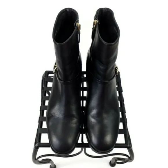 L.K. Bennett Hollie 48465 Black Leather Heeled Ankle Boots Womens Size 36/US 5