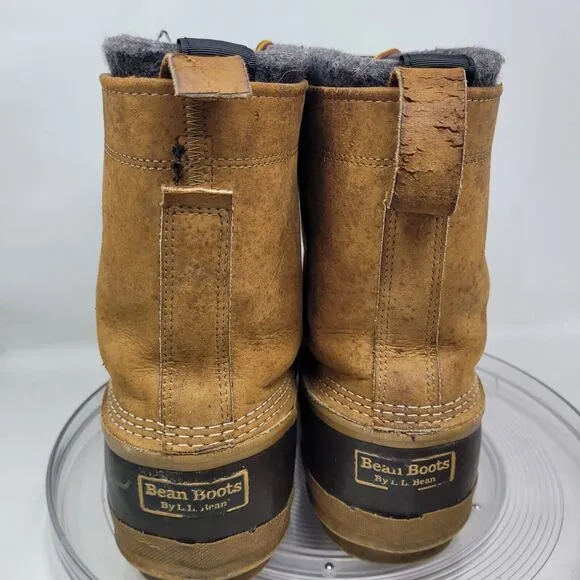 LL Bean Boots VTG Leather Mens 12M Duck Hunting Lace W Liners, Made in Maine USA