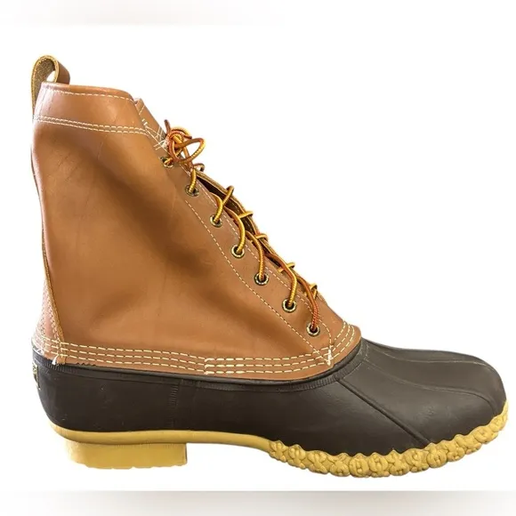 LL Bean Brown Leather Duck Boots Made in Maine Size 13W US/49 EU Waterproof