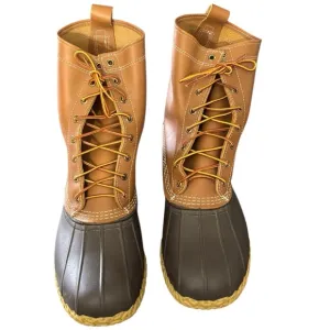 LL Bean Brown Leather Duck Boots Made in Maine Size 13W US/49 EU Waterproof