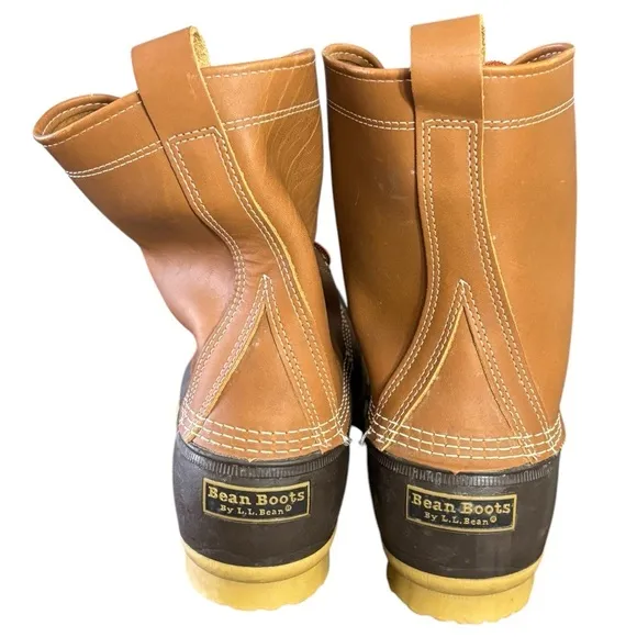 LL Bean Brown Leather Duck Boots Made in Maine Size 13W US/49 EU Waterproof