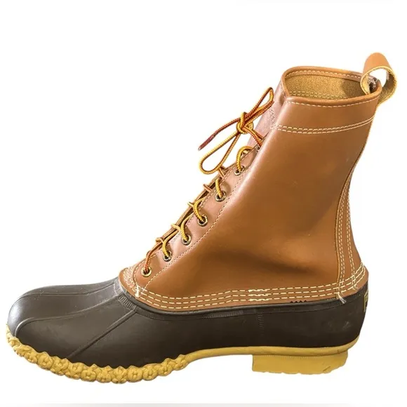 LL Bean Brown Leather Duck Boots Made in Maine Size 13W US/49 EU Waterproof