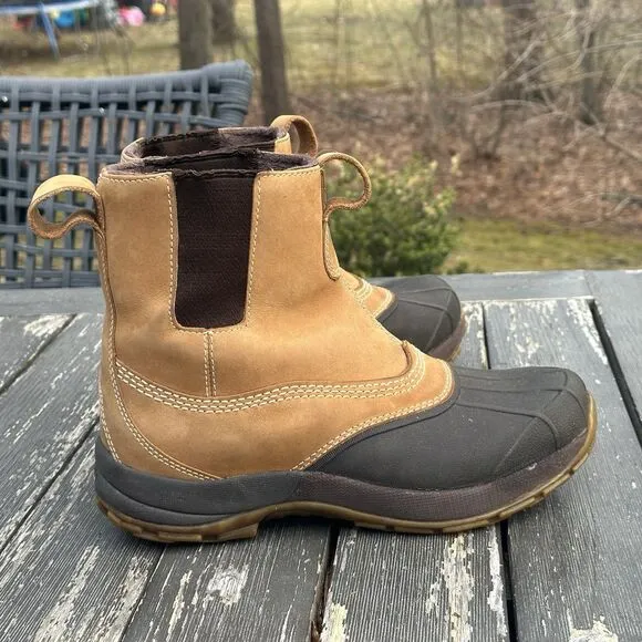LL Bean Brown Leather Pull on Storm Chasers Duck Boots Mens Size 10 Medium