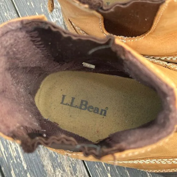 LL Bean Brown Leather Pull on Storm Chasers Duck Boots Mens Size 10 Medium