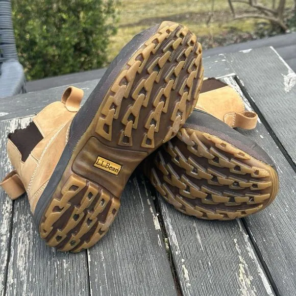 LL Bean Brown Leather Pull on Storm Chasers Duck Boots Mens Size 10 Medium