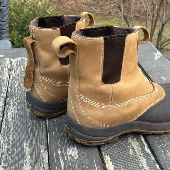 LL Bean Brown Leather Pull on Storm Chasers Duck Boots Mens Size 10 Medium