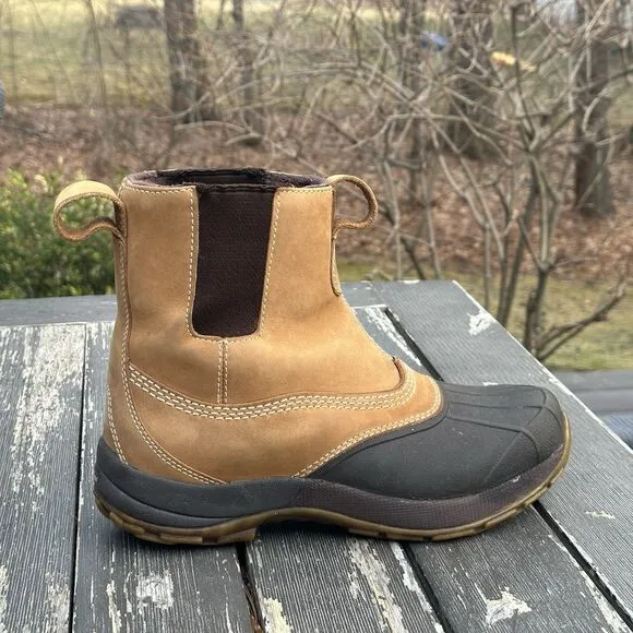 LL Bean Brown Leather Pull on Storm Chasers Duck Boots Mens Size 10 Medium