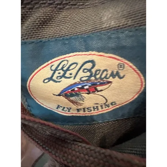 L.L. Bean Fly Fishing Wading Boots Men's Size 12 Vintage Brown &amp; Green And Bag