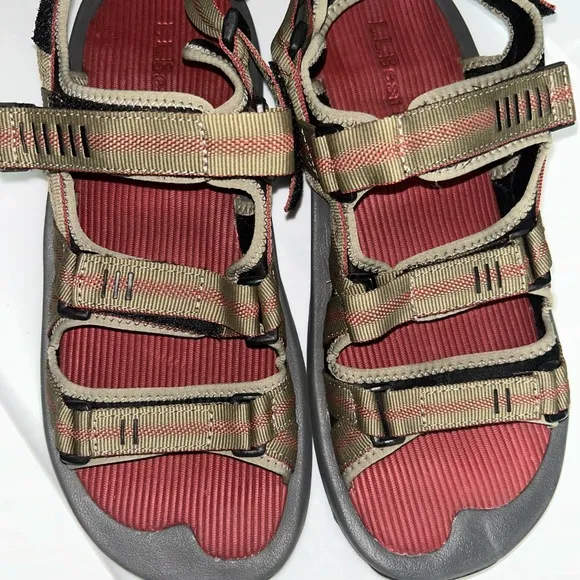 L.L. Bean Red and Olive Sandals