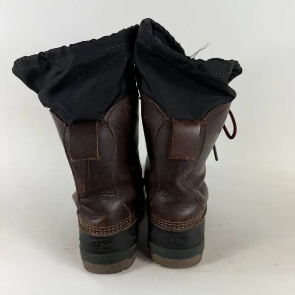 L.L Bean Snow Boots Women's 7 Black Brown Lace-Up Mid-Calf Round Toe Waterproof