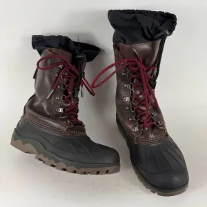 L.L Bean Snow Boots Women's 7 Black Brown Lace-Up Mid-Calf Round Toe Waterproof