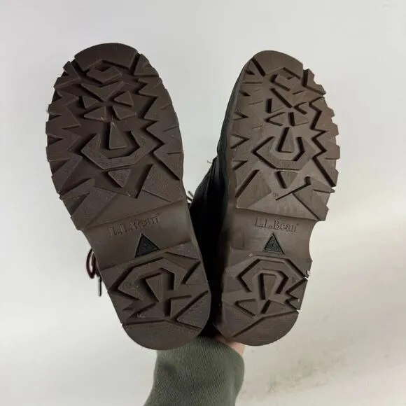 L.L Bean Snow Boots Women's 7 Black Brown Lace-Up Mid-Calf Round Toe Waterproof