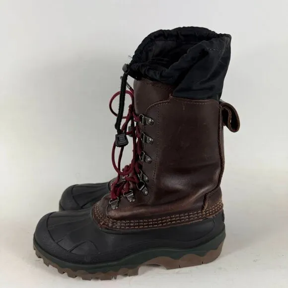 L.L Bean Snow Boots Women's 7 Black Brown Lace-Up Mid-Calf Round Toe Waterproof