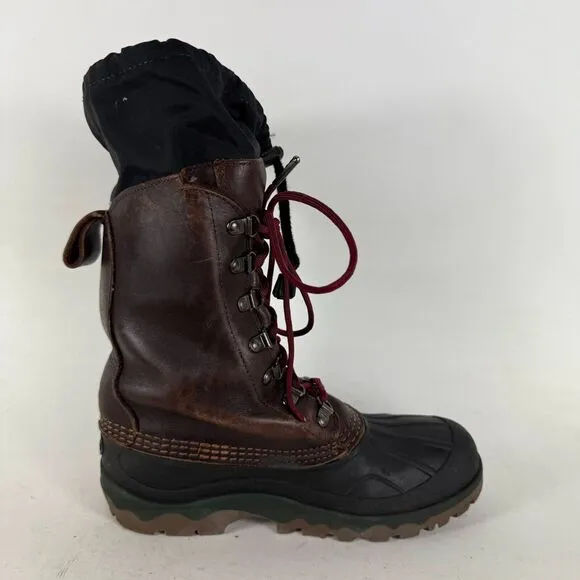 L.L Bean Snow Boots Women's 7 Black Brown Lace-Up Mid-Calf Round Toe Waterproof