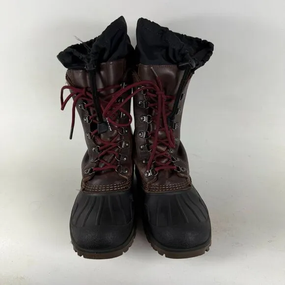 L.L Bean Snow Boots Women's 7 Black Brown Lace-Up Mid-Calf Round Toe Waterproof