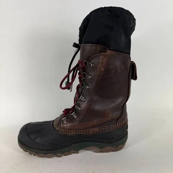 L.L Bean Snow Boots Women's 7 Black Brown Lace-Up Mid-Calf Round Toe Waterproof
