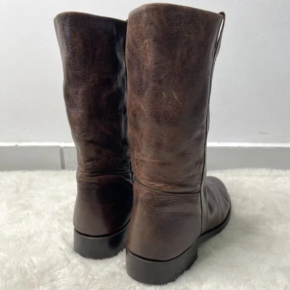 Loblan Men's Brown Leather Western Almond Toe Boots Shoes Size 10.5 EE