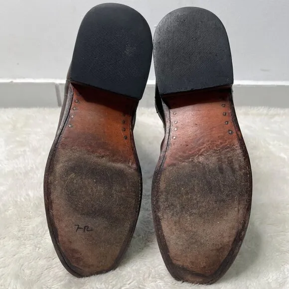 Loblan Men's Brown Leather Western Almond Toe Boots Shoes Size 10.5 EE