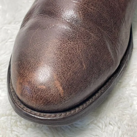 Loblan Men's Brown Leather Western Almond Toe Boots Shoes Size 10.5 EE