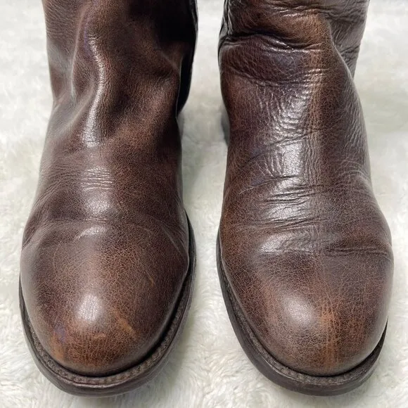 Loblan Men's Brown Leather Western Almond Toe Boots Shoes Size 10.5 EE