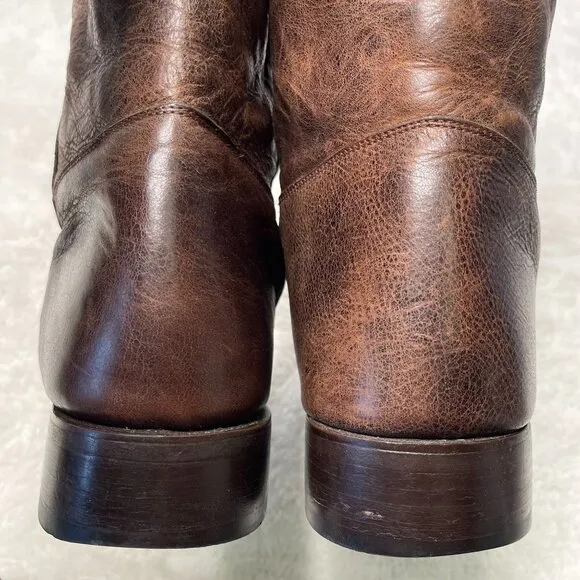 Loblan Men's Brown Leather Western Almond Toe Boots Shoes Size 10.5 EE